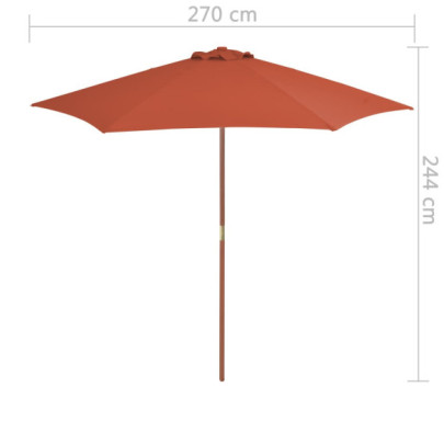 Umbrelă de soare din lemn pentru grădină - 270 cm