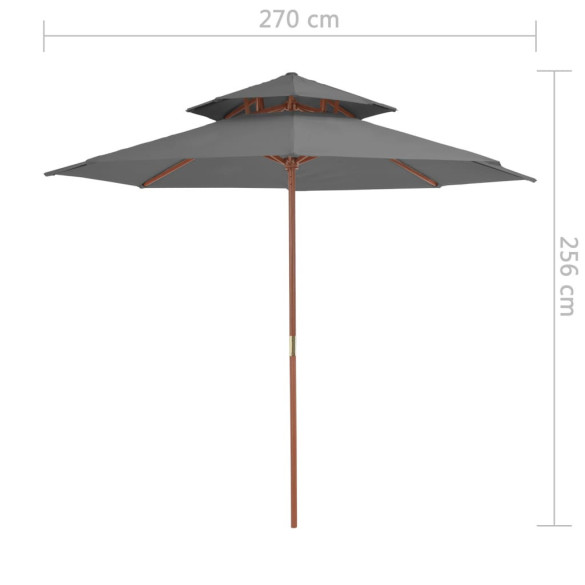 Umbrelă Soare Dublă din Lemn 270cm - Livrare Gratuită