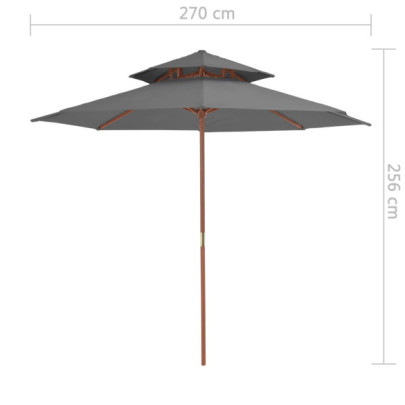Umbrelă Soare Dublă din Lemn 270cm - Livrare Gratuită