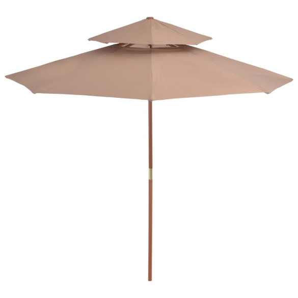 Umbrelă Dublă de Soare din Lemn - 270 cm - Gri Taupe