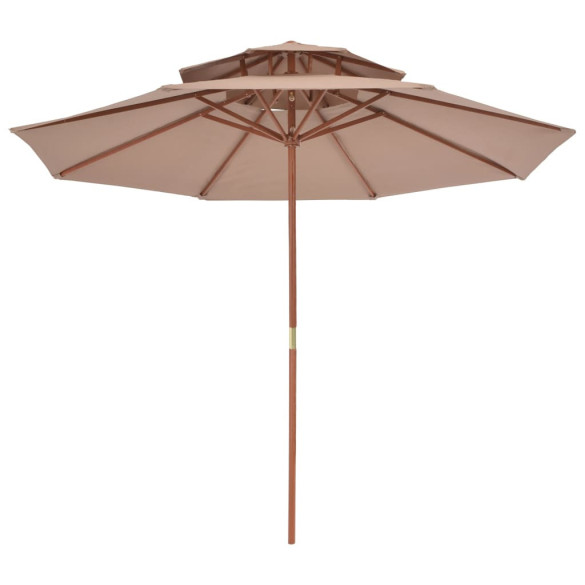 Umbrelă Dublă de Soare din Lemn - 270 cm - Gri Taupe