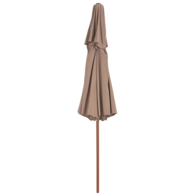 Umbrelă Dublă de Soare din Lemn - 270 cm - Gri Taupe