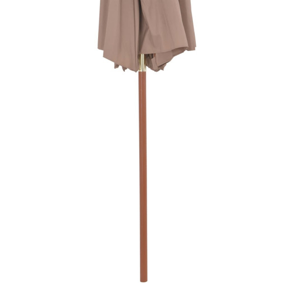 Umbrelă Dublă de Soare din Lemn - 270 cm - Gri Taupe