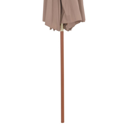 Umbrelă Dublă de Soare din Lemn - 270 cm - Gri Taupe