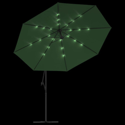 Umbrelă în Consolă cu LED-uri Solar - Verde, 350 cm | Comandă Acum