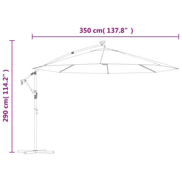 Umbrelă în Consolă cu LED Solar - Antracit - 350 cm | Livrare Gratuită
