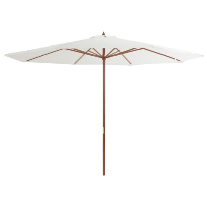 Umbrelă de soare exterior din lemn, 350 cm - Alb nisipiu