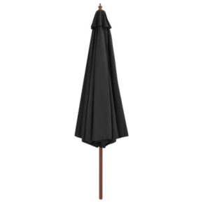 Umbrelă de soare 350 cm cu stâlp lemn | Protecție UV 2