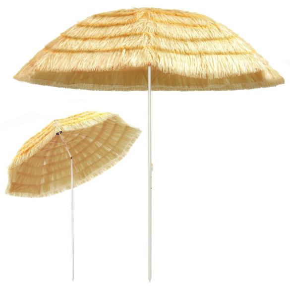 Umbrelă Plajă Hawaii 300 cm Naturală | Livrare Gratuită