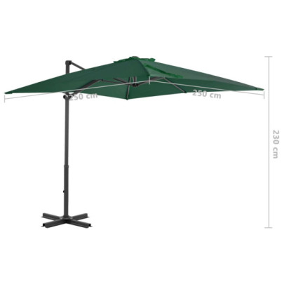 Umbrelă în consolă din aluminiu - Verde 250x250 cm