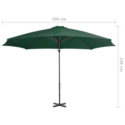 Umbrelă Consolă Aluminiu Verde 300 cm | Livrare Gratuită