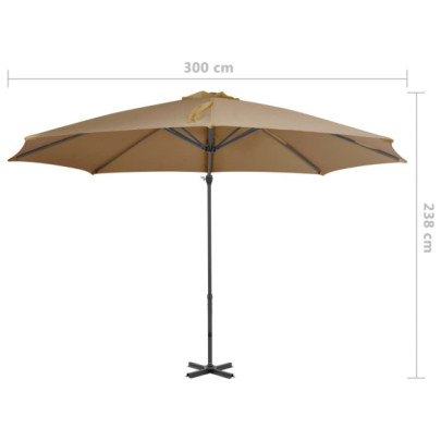 Umbrelă Consolă Grădină Aluminiu 300 cm - Gri Taupe