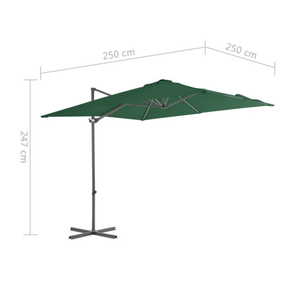 Umbrelă Grădină Consolă Oțel Verde 250x250 cm