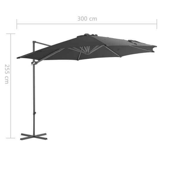 Umbrelă Consolă Antracit 300 cm - Protecție UV și Rotire 360°