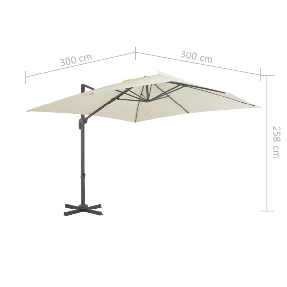 Umbrelă în consolă din aluminiu - 300x300 cm - Nisipiu