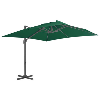 Umbrelă în Consolă Aluminiu Verde 300x300 cm | Livrare Gratuită