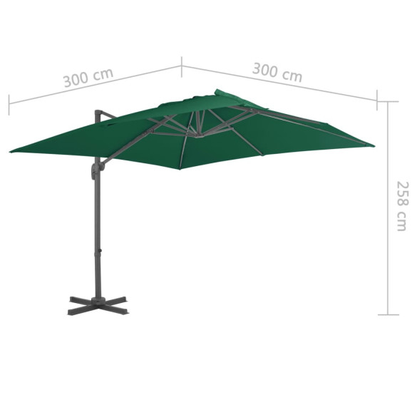 Umbrelă în Consolă Aluminiu Verde 300x300 cm | Livrare Gratuită