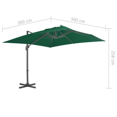 Umbrelă în Consolă Aluminiu Verde 300x300 cm | Livrare Gratuită