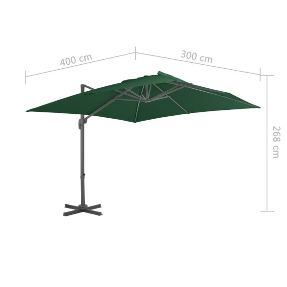 Umbrelă în Consolă Aluminiu Verde 400x300 cm - Livrare Gratuită