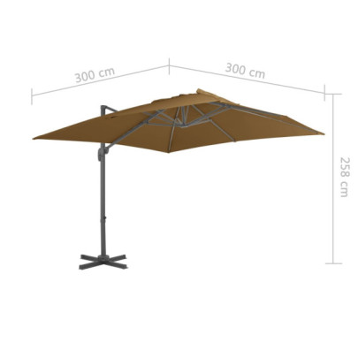 Umbrelă suspendată 300x300cm cu rotire 360° - Livrare gratuită