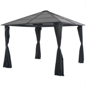 Pavilion 3x3m Negru cu Perdele - Aluminiu | Livrare Gratuită