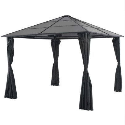 Pavilion cu perdea - negru - 3 x 3 m - aluminiu