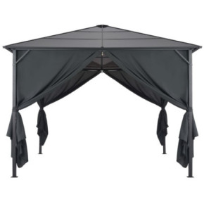 Pavilion 3x3m Negru cu Perdele - Aluminiu | Livrare Gratuită 2