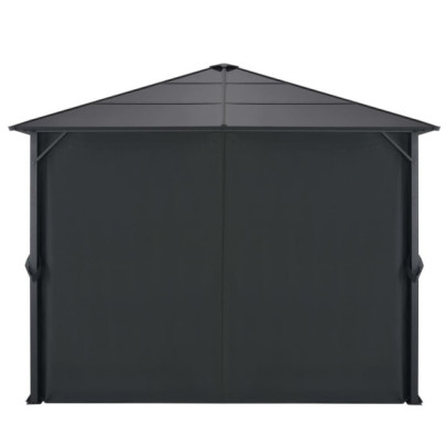 Pavilion 3x3m Negru cu Perdele - Aluminiu | Livrare Gratuită