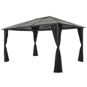 Pavilion cu Perdele Negru 4x3m - Aluminiu | Livrare Gratuită