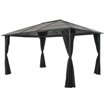 Pavilion cu perdea - negru - 4 x 3 x 2,6 m - aluminiu