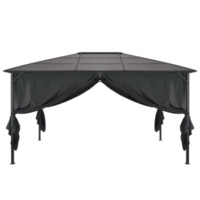 Pavilion cu Perdele Negru 4x3m - Aluminiu | Livrare Gratuită 2