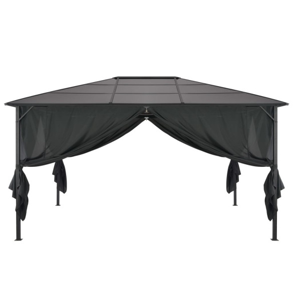 Pavilion cu Perdele Negru 4x3m - Aluminiu | Livrare Gratuită