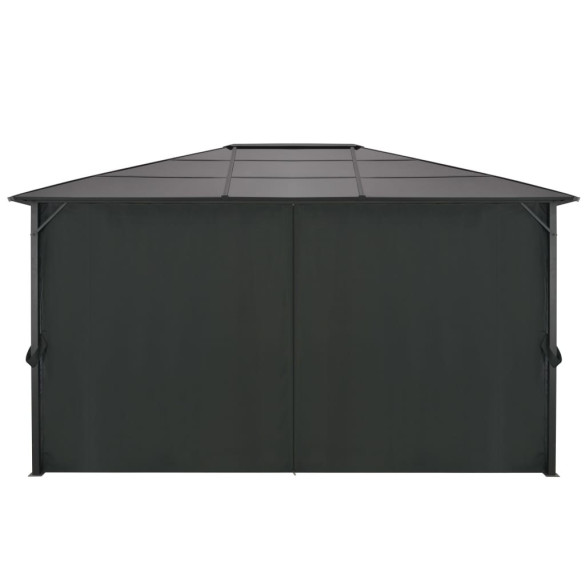 Pavilion cu Perdele Negru 4x3m - Aluminiu | Livrare Gratuită