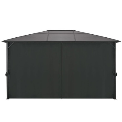 Pavilion cu Perdele Negru 4x3m - Aluminiu | Livrare Gratuită