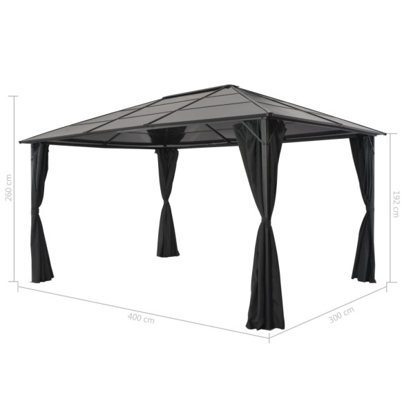 Pavilion cu Perdele Negru 4x3m - Aluminiu | Livrare Gratuită