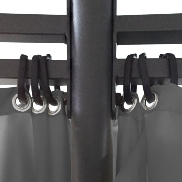 Pavilion Rotund cu Perdele Antracit 3,5x2,7 m | Rezistent la UV