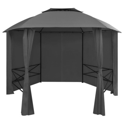 Marchiză pavilion de grădină cu perdele - 360x265 cm - hexagonal