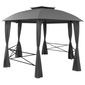 Pavilion Hexagonal Garden cu Perdele - 360x265 cm - Antracit 2