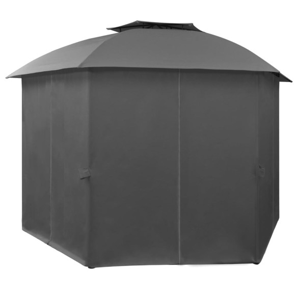 Pavilion Hexagonal Garden cu Perdele - 360x265 cm - Antracit