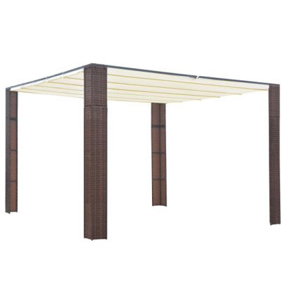 Pavilion cu acoperiș - maro și crem - 300x300x200 cm - poliratan