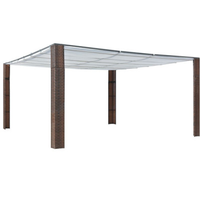 Pavilion cu acoperiș - maro și crem - 400x400x200 cm - poliratan