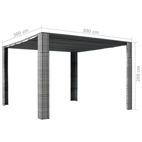 Pavilion exterior gri cu acoperiș culisant - 300x300cm