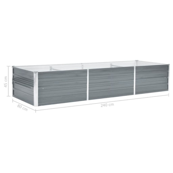 Strat Înălțat Grădină Gri Oțel Galvanizat 240x80x45 cm