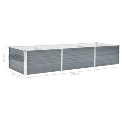 Strat Înălțat Grădină Gri Oțel Galvanizat 240x80x45 cm