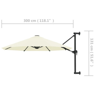 Umbrelă soare montaj perete - 300 cm, nisipiu - Livrare gratuită