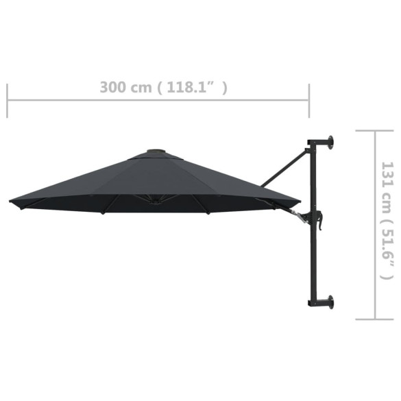 Umbrelă soare perete 300 cm antracit - Livrare gratuită