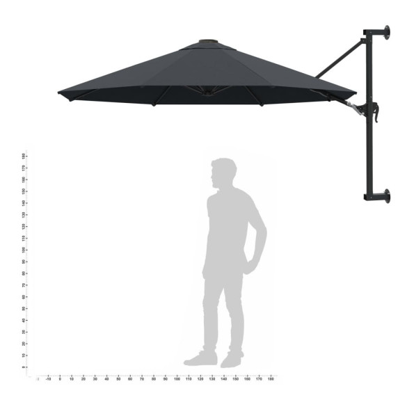 Umbrelă soare perete 300 cm antracit - Livrare gratuită