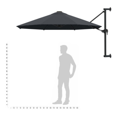 Umbrelă soare perete 300 cm antracit - Livrare gratuită