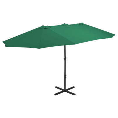 Umbrelă de soare exterior - Aluminiu, Verde, 460x270 cm