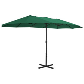 Umbrelă de soare exterior - Aluminiu, Verde, 460x270 cm 2